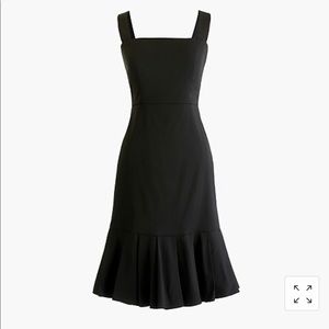 J. Crew Black Fluted Hem Stretch Faille Dress